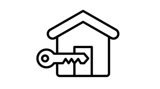 Icon: Haus Umriss mit Schlüssel Symbol